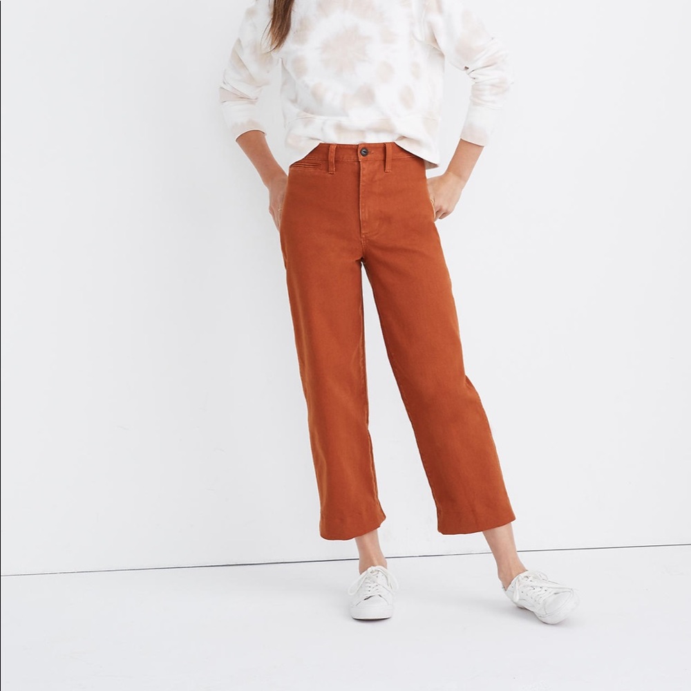 Madewell Slim Emmett Wide Leg Crop Pants - Rust - New With Tags